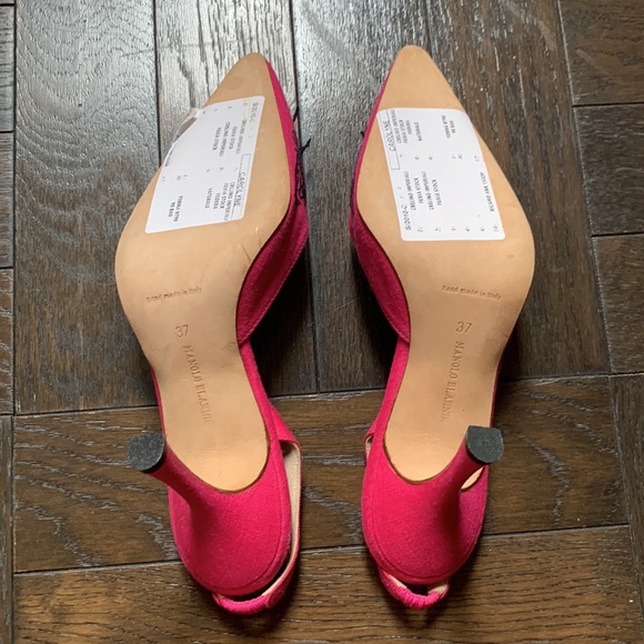 Manolo Blahnik Carolyne Pink Slingback Pumps Size 37 - Picture 4 of 5